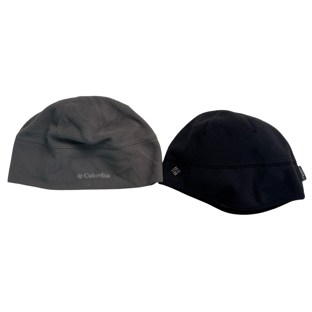 Columbia Omni-Heat Fleece Beanie Hat Set Black Grey Omni-Wind Block Unisex SM